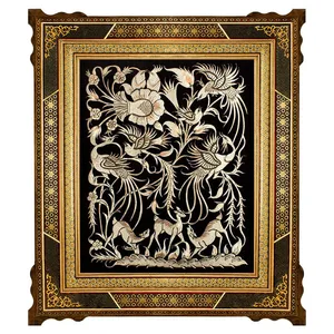 تابلو قلمزنی طرح گل و مرغ کد 7262