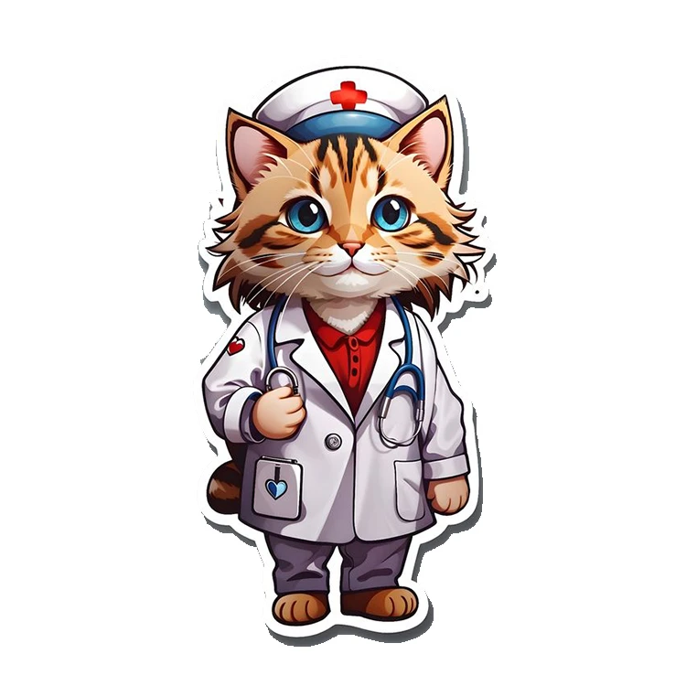 استیکر پارچه و لباس پاد آفرین مدل گربه دکتر کد 1606