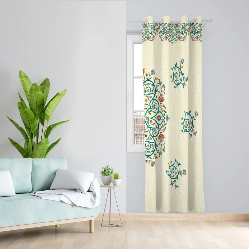 پرده طرح ترنج مدل مخمل پانچی کد  L122Z سایز 140x200 سانتی متر