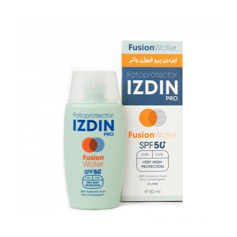 کرم ضد آفتاب ایزدین پرو مدل فیوژن واتر مدل SPF50 مناسب انواع پوست حجم 50 میلی لیتر کرم ضد آفتاب ایزدین پرو مدل فیوژن واتر مدل SPF50 مناسب انواع پوست حجم 50 میلی لیتر