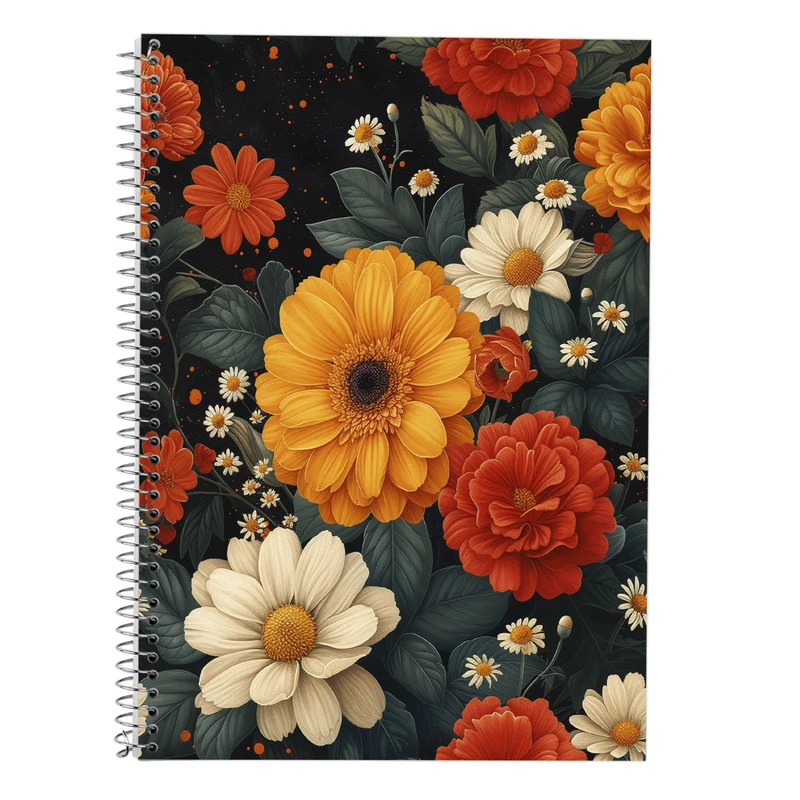 دفتر زبان 50 برگ مدوپد مدل دو خط طرح گل کد DF13368