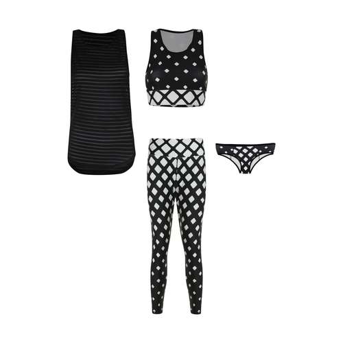 ست 4 تکه  لباس ورزشی زنانه طرح لوزی کد Mhr-11