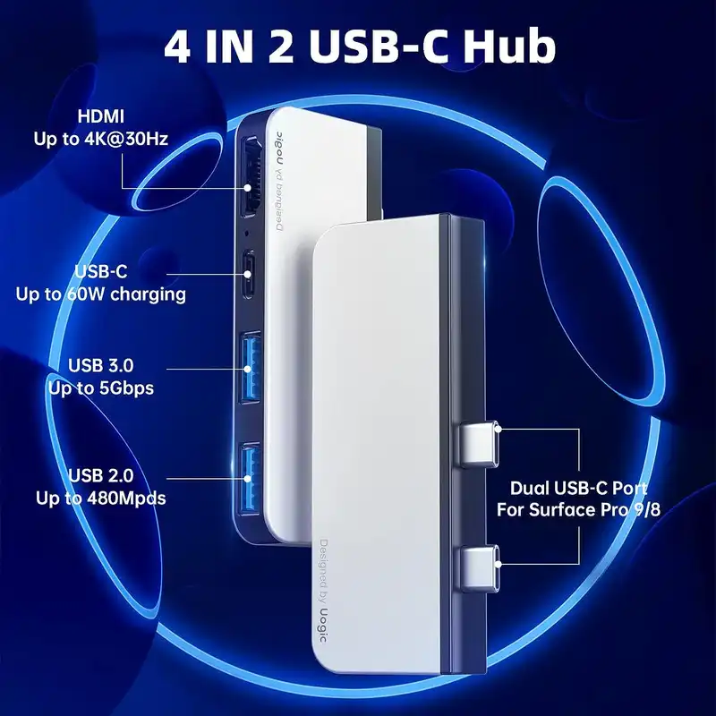 هاب 4 پورت USB-C یوجیک مدل Surface Pro 8 9