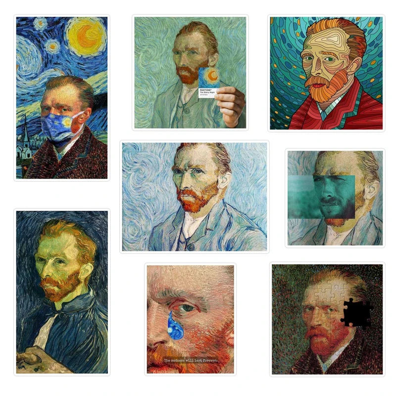   استیکر لپ تاپ ماسا دیزاین طرح Vincent van Gogh کد COLSA مجموعه 8 عددی