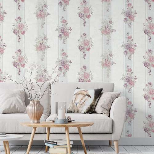 کاغذ دیواری مدل گلدار راه راه کد 5038