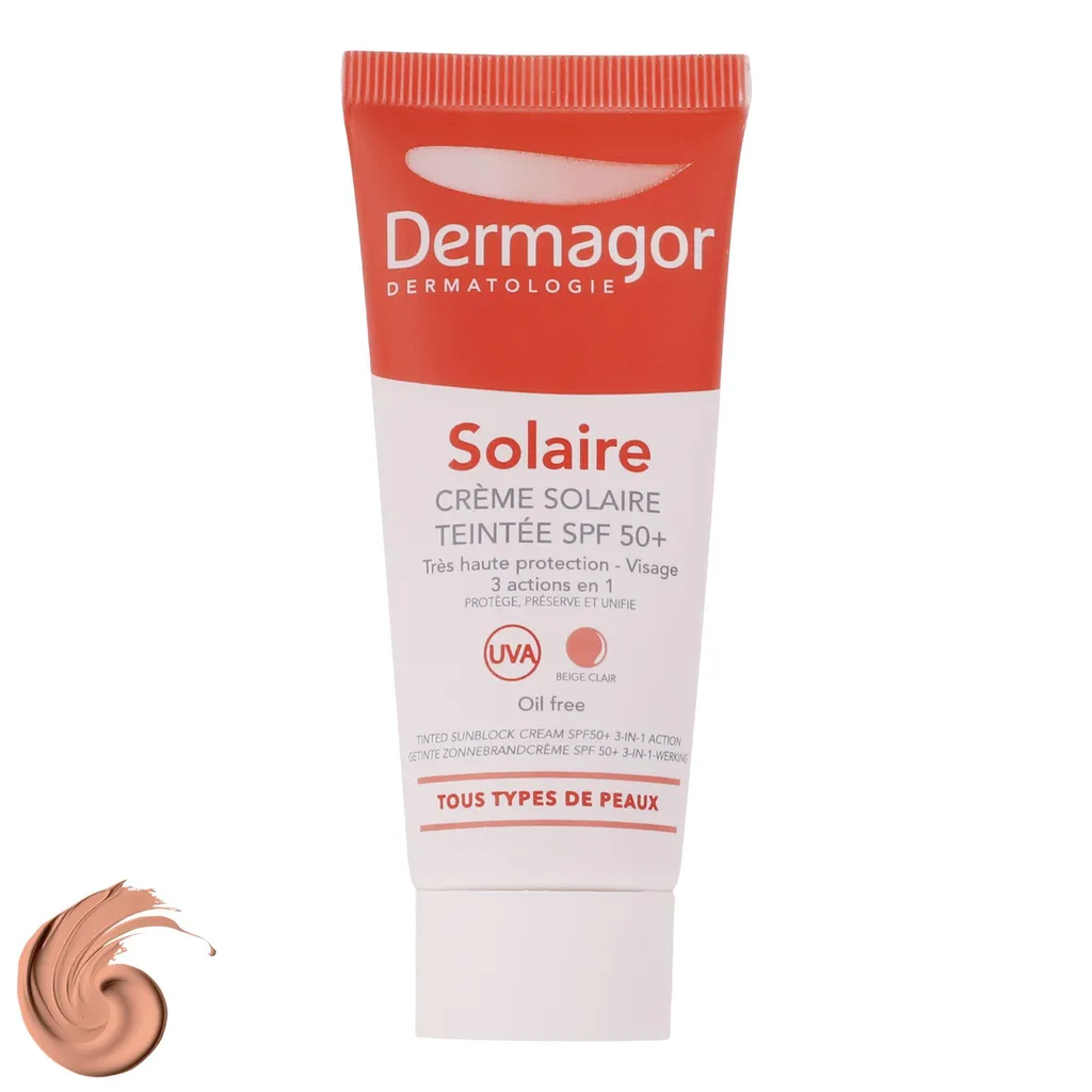 کرم ضدآفتاب رنگی درماگور SPF50 مدل 3 در 1، مناسب پوست‌های مختلط، حجم 40 میلی‌لیتر