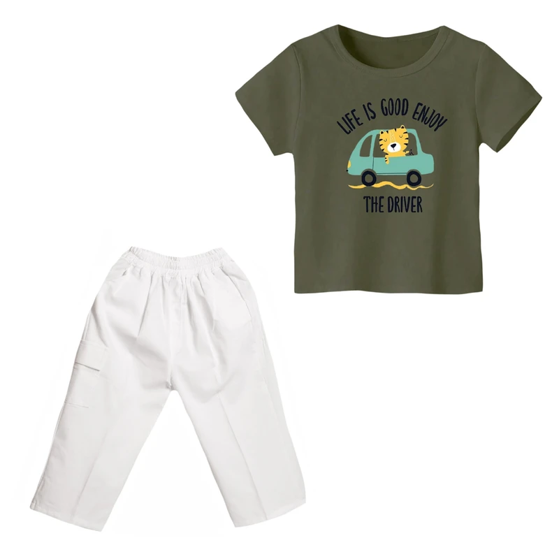 ست تی شرت و شلوارک پسرانه مدل ببر کد ۲۵