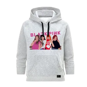 هودی زنانه مدل بلک پینک  کد J03 رنگ طوسی