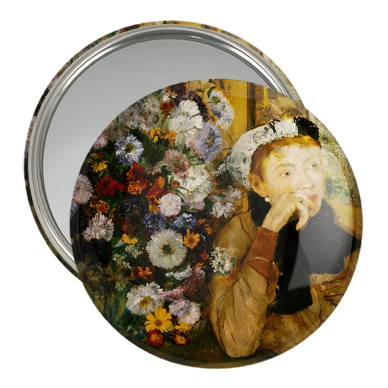 آینه جیبی خندالو مدل زن و گل های داوودی اثر ادگار دگا  کد 23348