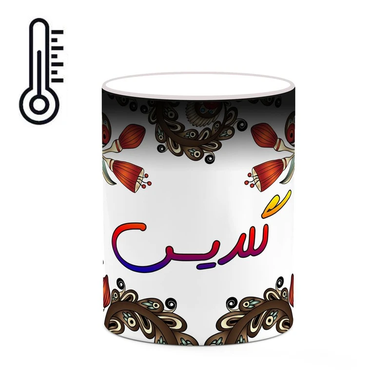 ماگ حرارتی کاکتی مدل اسم گلدیس طرح سنتی گل و بته کد mgh46775