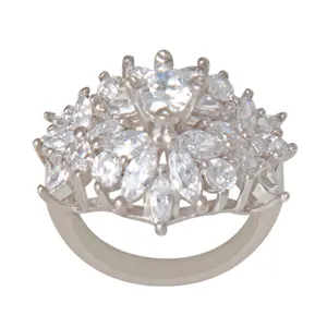 انگشتر نقره زنانه مدل آبکاری رادیوم کد AWR_882