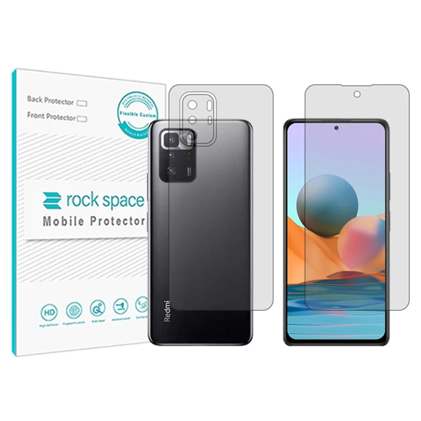 محافظ صفحه نمایش شفاف راک اسپیس مدل HyGEL مناسب برای گوشی موبایل شیائومی Redmi Note 10 Pro (China) به همراه محافظ پشت