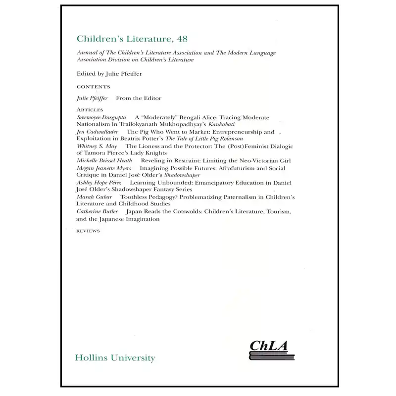 مجله Childrens Literature جولای 2020 انتشارات دانشگاه جان هاپکینز