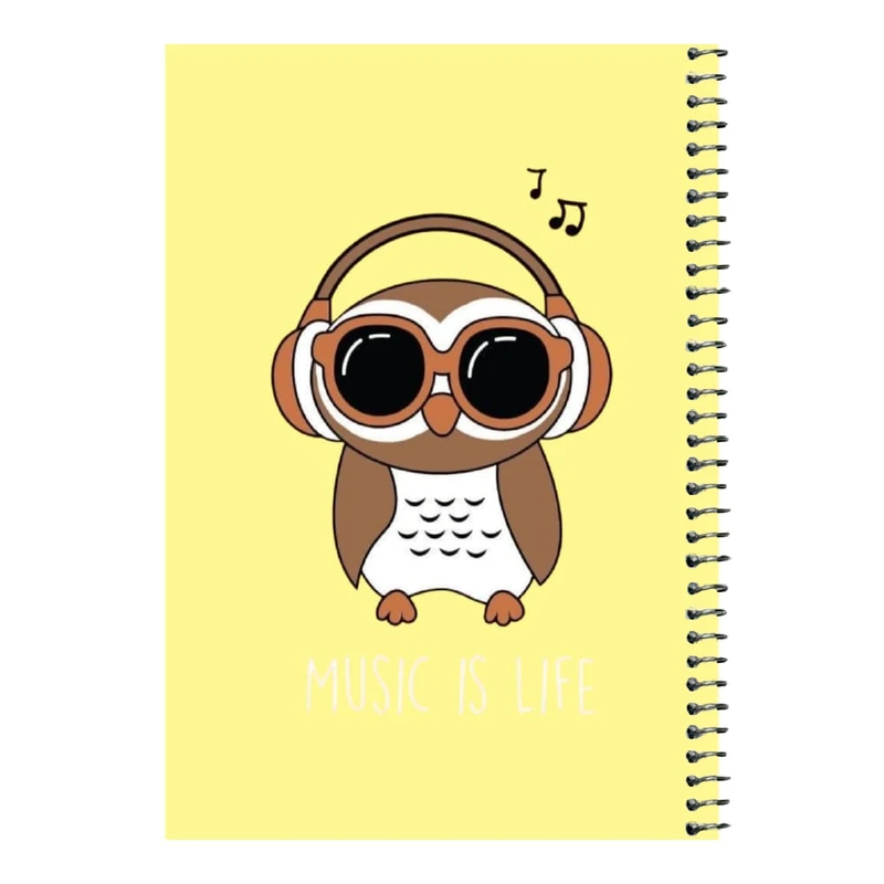 دفتر مشق 80 برگ اس جی مدل جغد و هدفون    