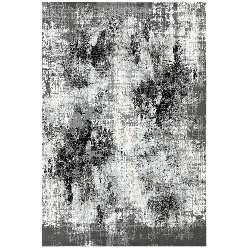 فرش ماشینی ۵۰۰ شانه زمینه و حاشیه مشکی طوسی طرح فرش پتینه کد فرش مدرن