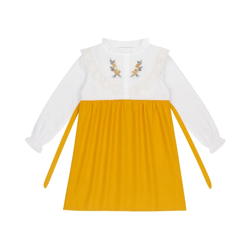 پیراهن آستین بلند یقه گرد دخترانه مدل ANANAS