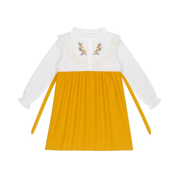 پیراهن آستین بلند یقه گرد دخترانه مدل ANANAS