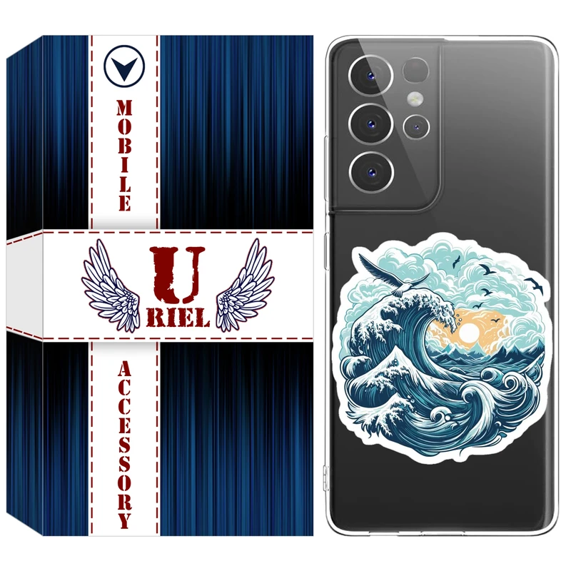 کاور یوریل مدل Clear کد 99 طرح موج دریا مناسب برای گوشی موبایل سامسونگ Galaxy S21 Ultra