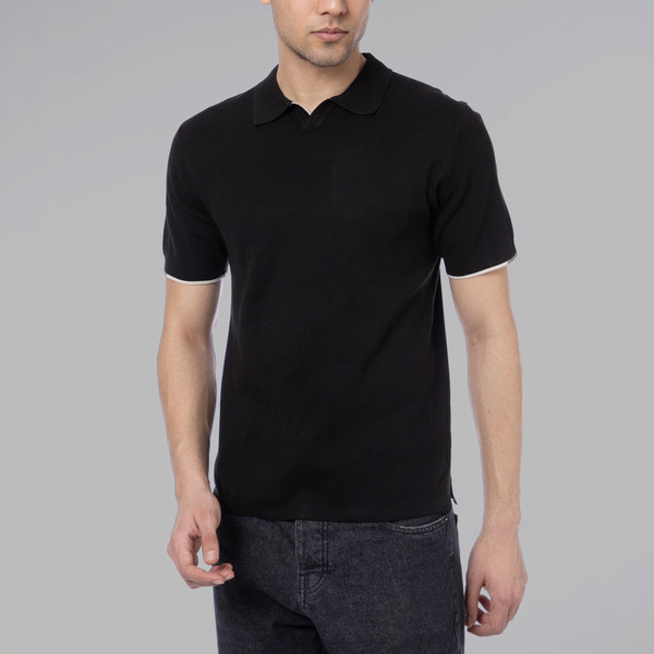 پولوشرت بافت آستین کوتاه مردانه زی سا مدل 1007 رنگ مشکی