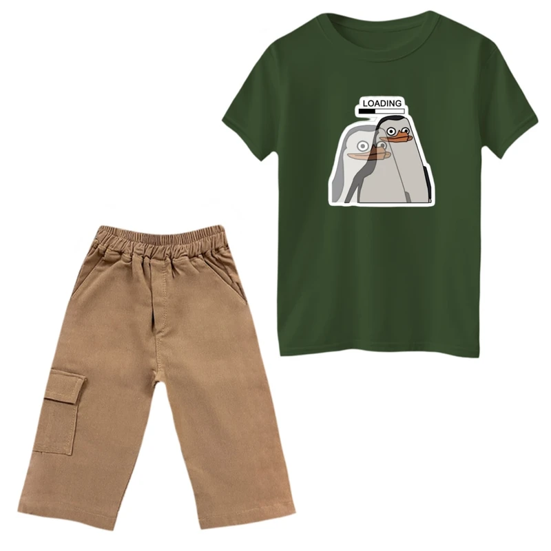 ست تی‌شرت و شلوارک پسرانه مدل پنگوئن