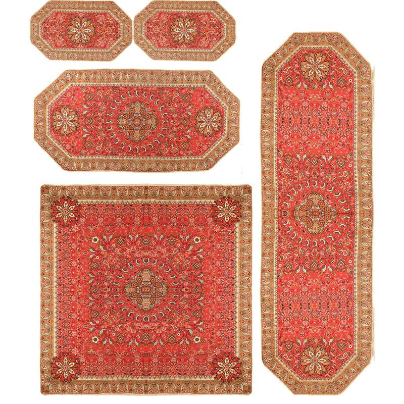  ست 5 تکه رومیزی ابریشم طرح کهکشان کد 04