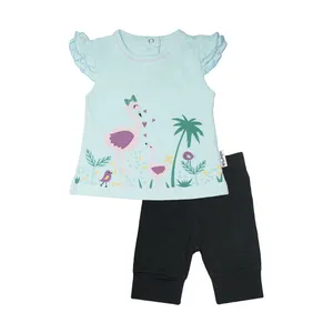 ست تاپ و شلوارک نوزادی آدمک مدل فلامینگو