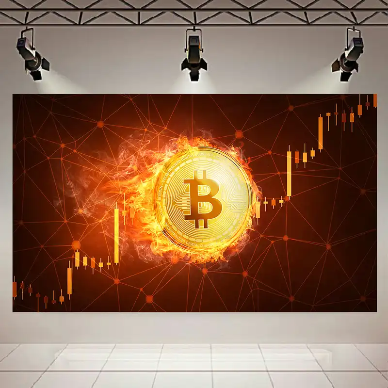 پوستر طرح بیت کوین مدل Fire Bitcoin کد AGC1900