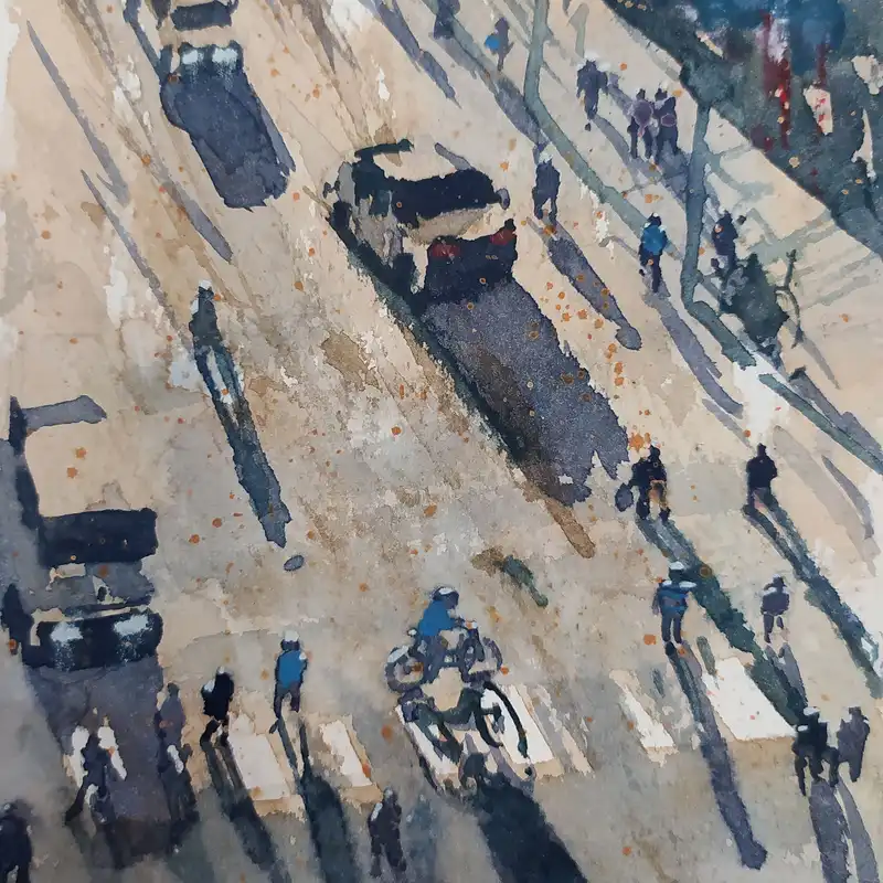 نقاشی آبرنگ طرح خیابان کد 122