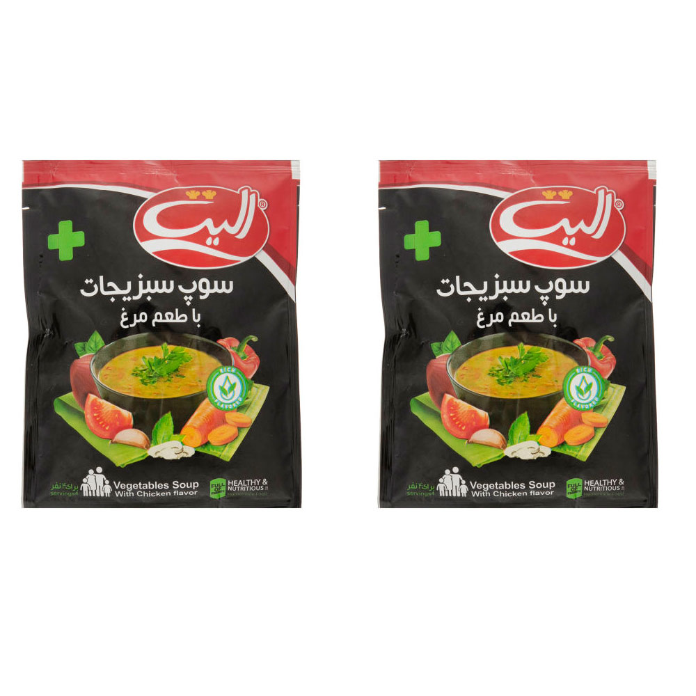 سوپ سبزیجات با طعم مرغ الیت - 100 گرم بسته 2 عددی