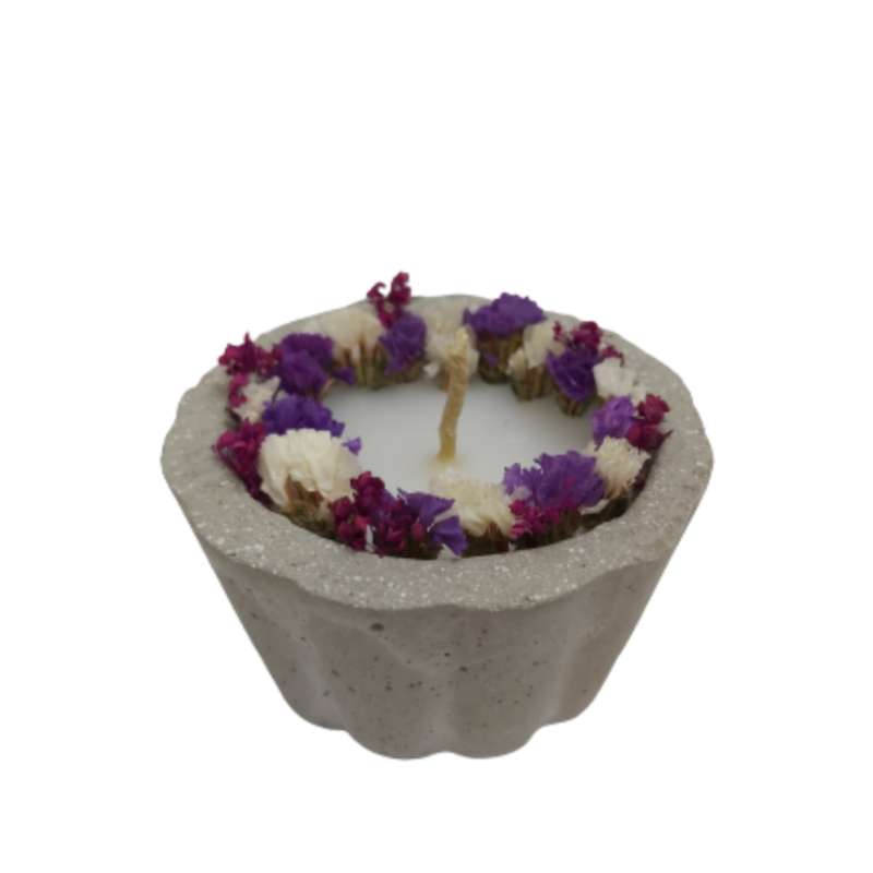 شمع دست ساز مدل بتنی طرح گلدار