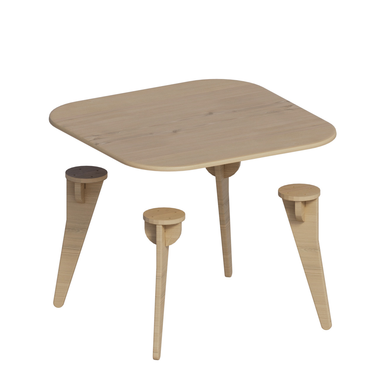 ست میز و صندلی کودک مدل باغ وحش چوبی طرح خرگوش و تک‌شاخ