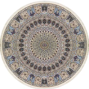 فرش دستباف مدل گرد نائین زمینه الوان کد 1049