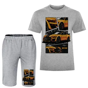 ست تی شرت و شلوارک مردانه مدل ماشین A198