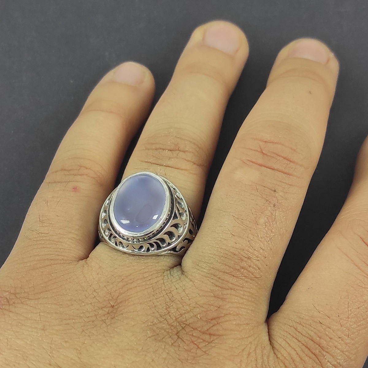 انگشتر نقره مردانه سلین کالا مدل عقیق کبود کد 77