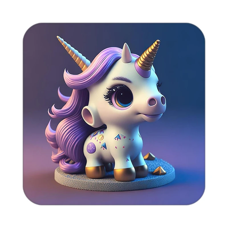 زیر لیوانی کاکتی طرح اسب تک شاخ و یونیکورن مدل mp33542