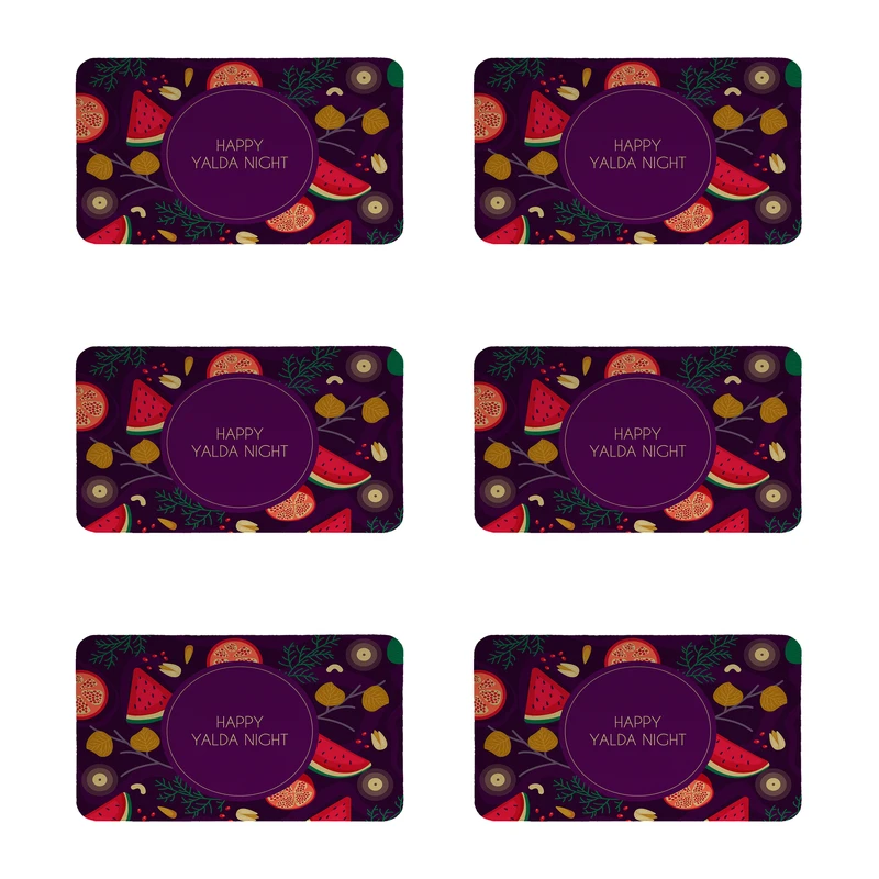 زیربشقابی طرح یلدا مبارک کد 8421 مجموعه 6 عددی