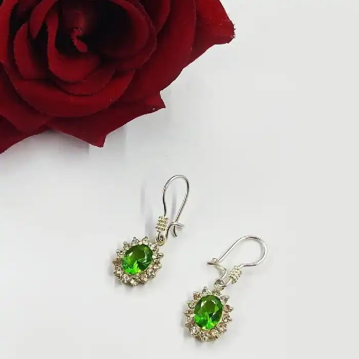 نیم ست نقره زنانه مدل سنگ زبرجد کد 26