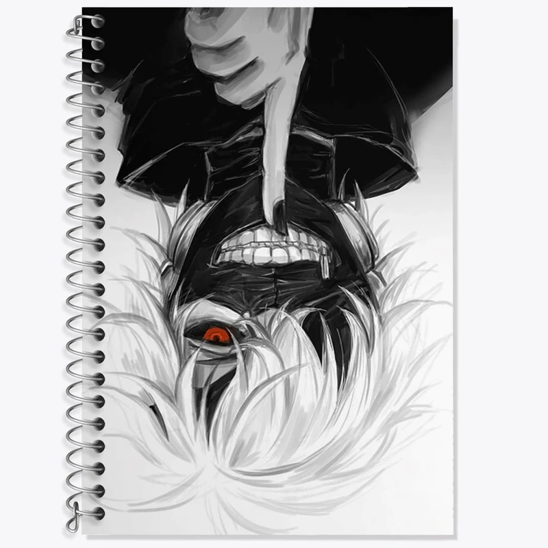 دفتر زبان 50 برگ خندالو مدل سه خط طرح کانکی کن انیمه توکیو غول Tokyo Ghoul کد 11901