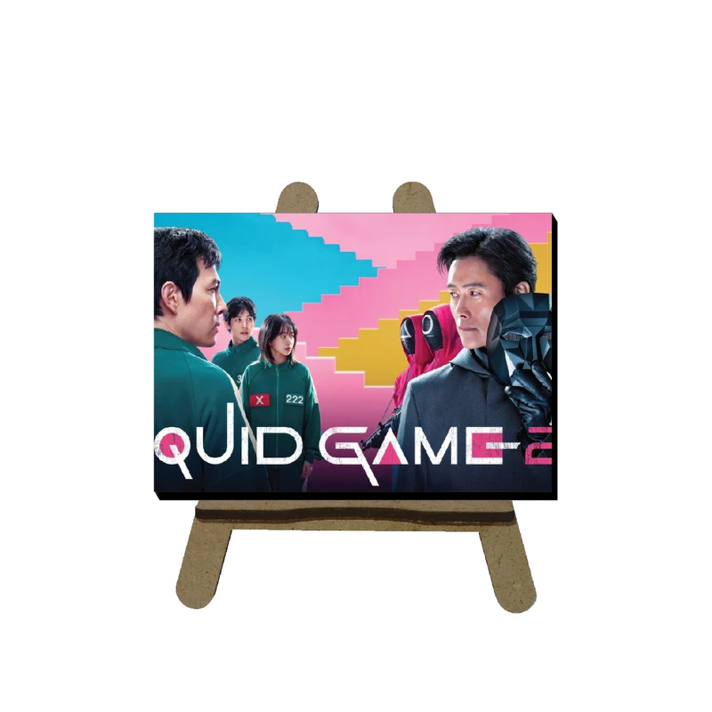 تابلو شاسی مدل بازی مرکب طرح squid game کد 3 به همراه پایه نگهدارنده