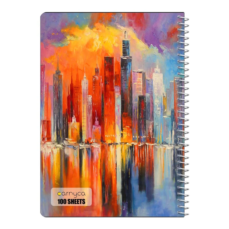 دفتر شطرنجی 100 برگ سیمی کارنیکا طرح نقاشی های آبرنگی Watercolor Paintings کد 16406
