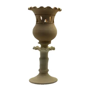 شمعدان سفالی خام مدل پایه دار کد SH200 