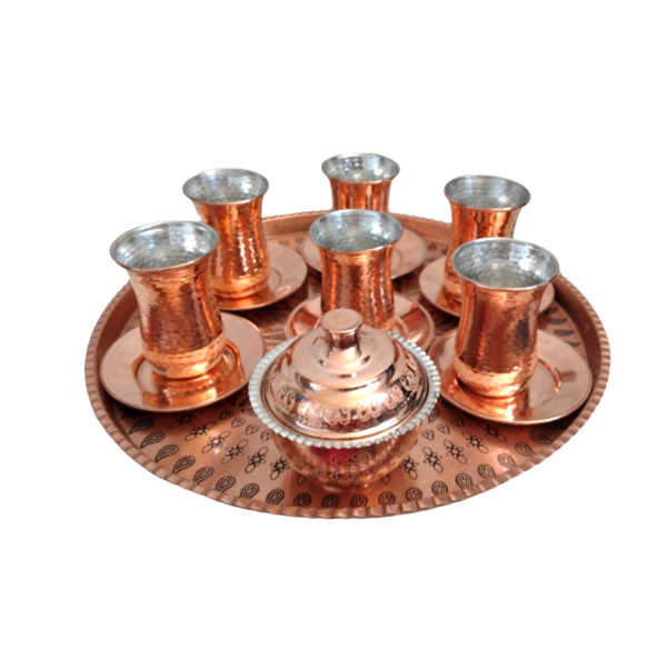 سرویس چای خوری ۱۴ پارچه مسی مدل A3
