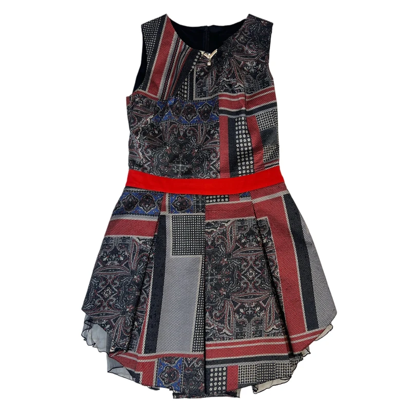 پیراهن یقه گرد زنانه مدل TIO رنگ قرمز