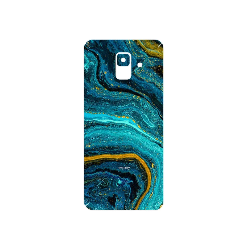 برچسب پوششی ماهوت مدل Turquoise marblewith golden streaks مناسب برای گوشی موبایل سامسونگ Galaxy A6 2018