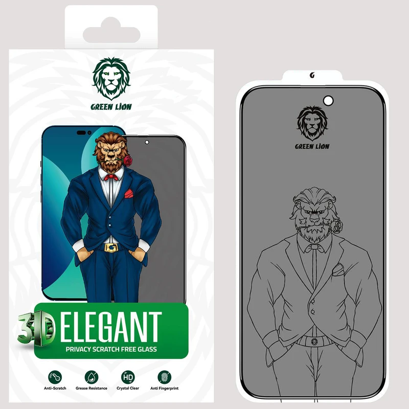 محافظ صفحه نمایش حریم شخصی گرین مدل 3D Elegant Privacy مناسب برای گوشی موبایل اپل iPhone 14 Pro Max