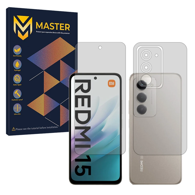 محافظ صفحه نمایش مات مستر مدل Resistant مناسب برای گوشی موبایل شیائومی  Redmi 15 4G به همراه محافظ پشت گوشی 