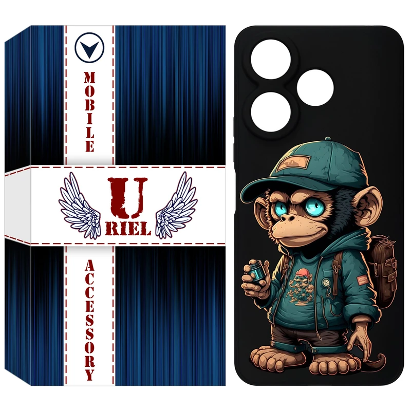 کاور یوریل قاب مدل KSH کد 36 طرح میمون مناسب برای گوشی موبایل شیائومی Redmi 13 4G / Redmi 13 5G / Poco M6 4G