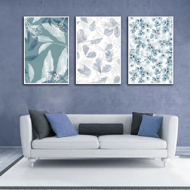 تابلو بکلیت طرح نقاشی برگ و گل مدل W-2700 مجموعه 3 عددی