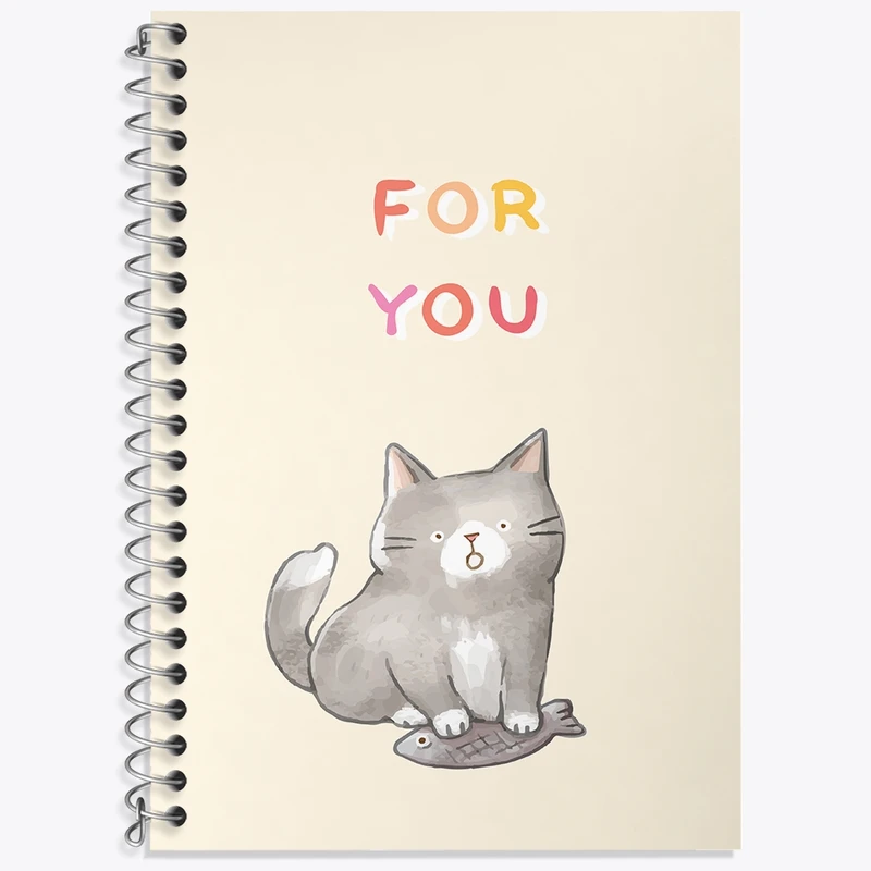 دفتر زبان 50 برگ خندالو مدل سه خط طرح گربه و ماهی کد N1350