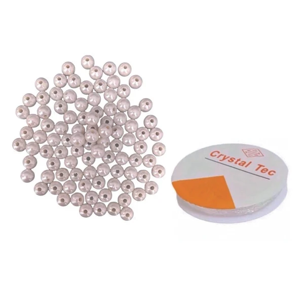 مهره و کش دستبند مدل مروارید کد 20 بسته 100 عددی